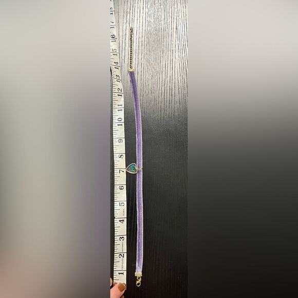 Handmade Dried Flower Heart Pendant Velvet Choker Necklace - Purple - Picture 4 of 5